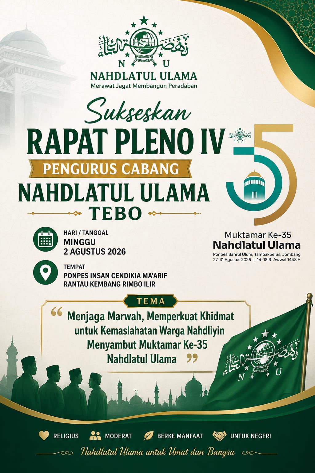 PCNU Tebo akan Gelar Rapat Pleno ke- IV, Menjaga Marwah,memperkuat kidmat untuk kemaslahatan Warga Nahdliyin untuk Menyambut Muktamar ke -35.